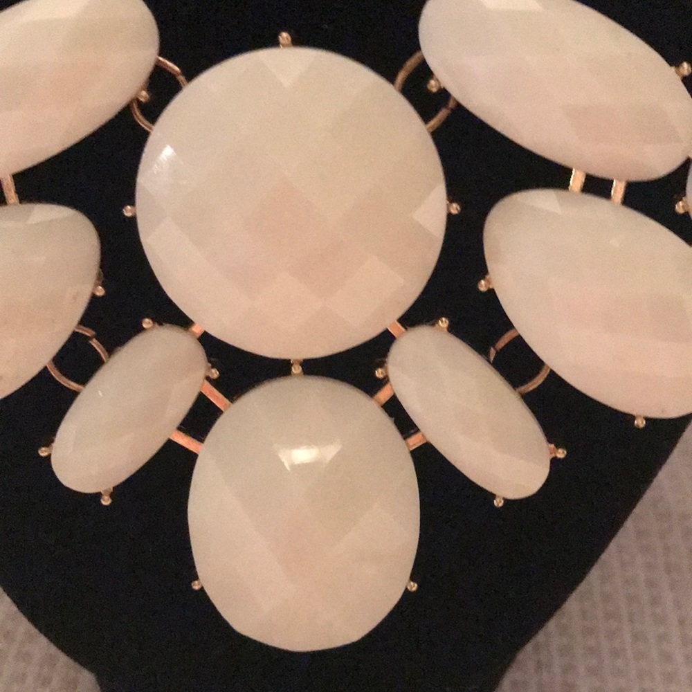 White Cabochon Statement Necklace - image 2